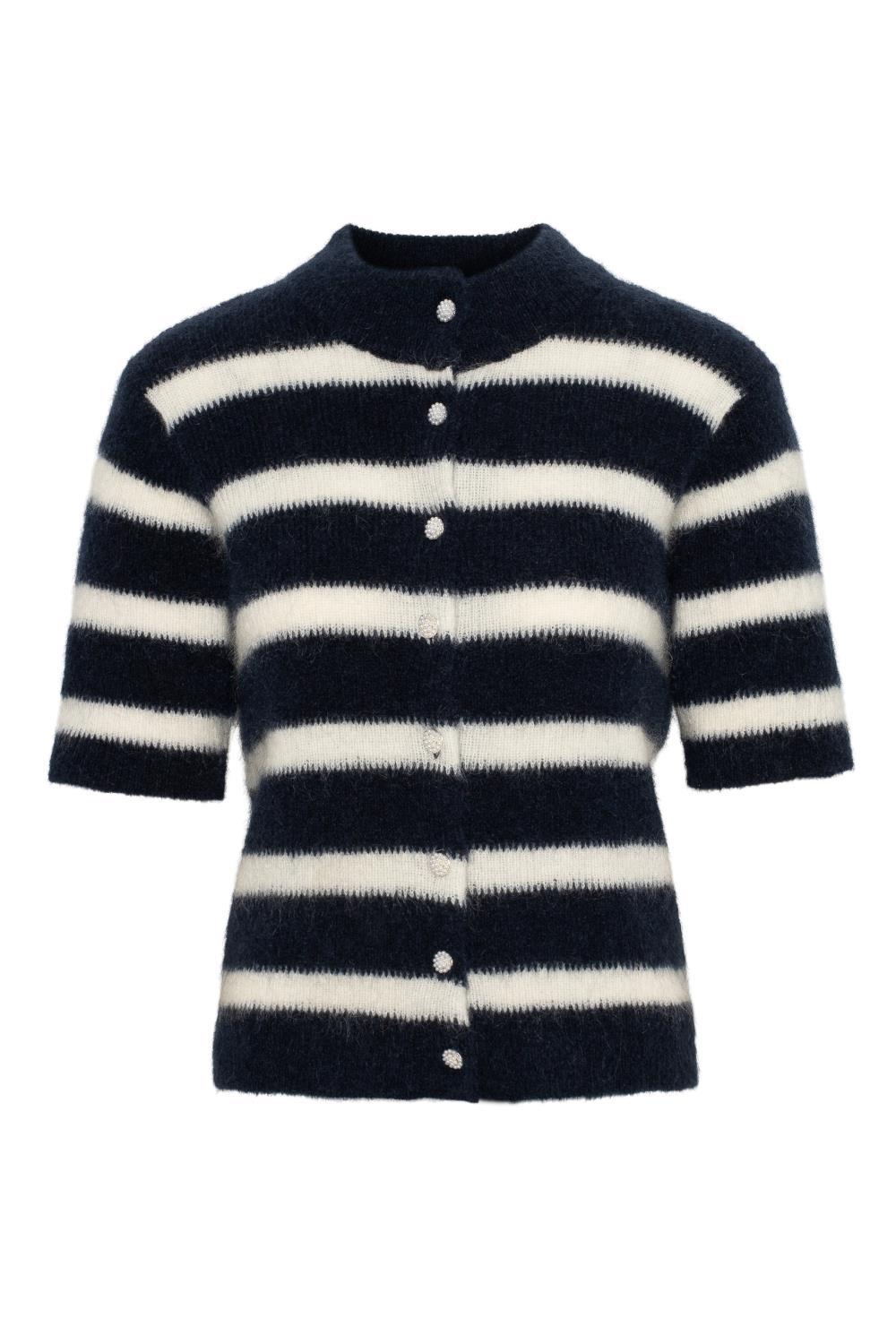 Rah Oslo Short Sleeve Cardigan Stripe Navy/ Ivory