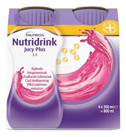 NUTRIDRINK JUCY PLUS KJØLENDE BRINGEBÆR 4stk