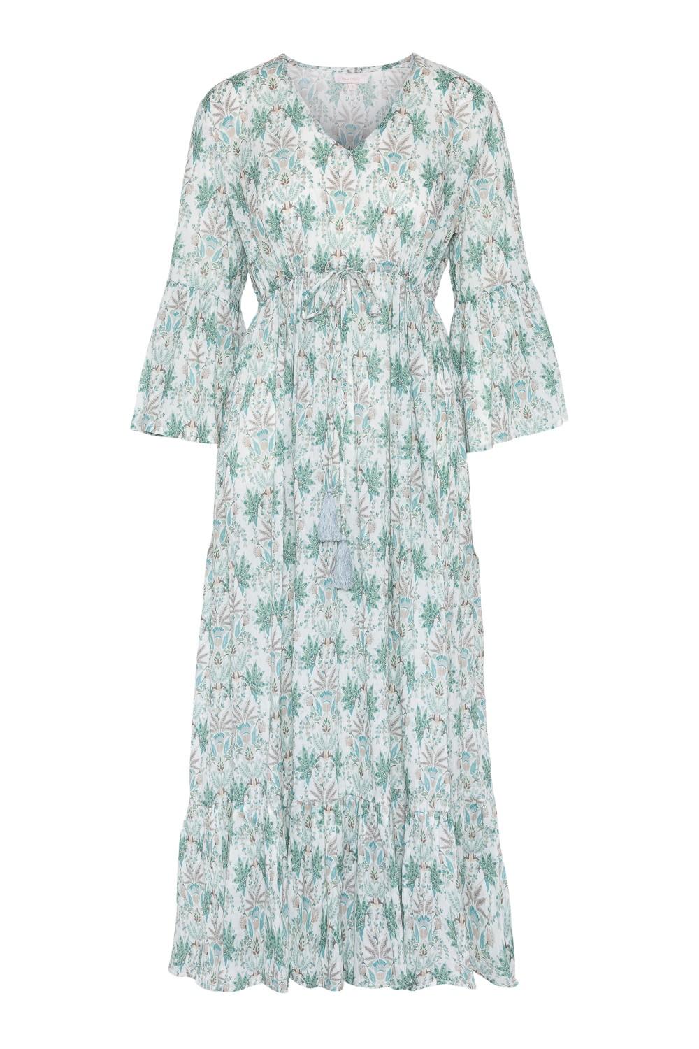 RAH Oslo Maria Long Dress Green Leaf Print