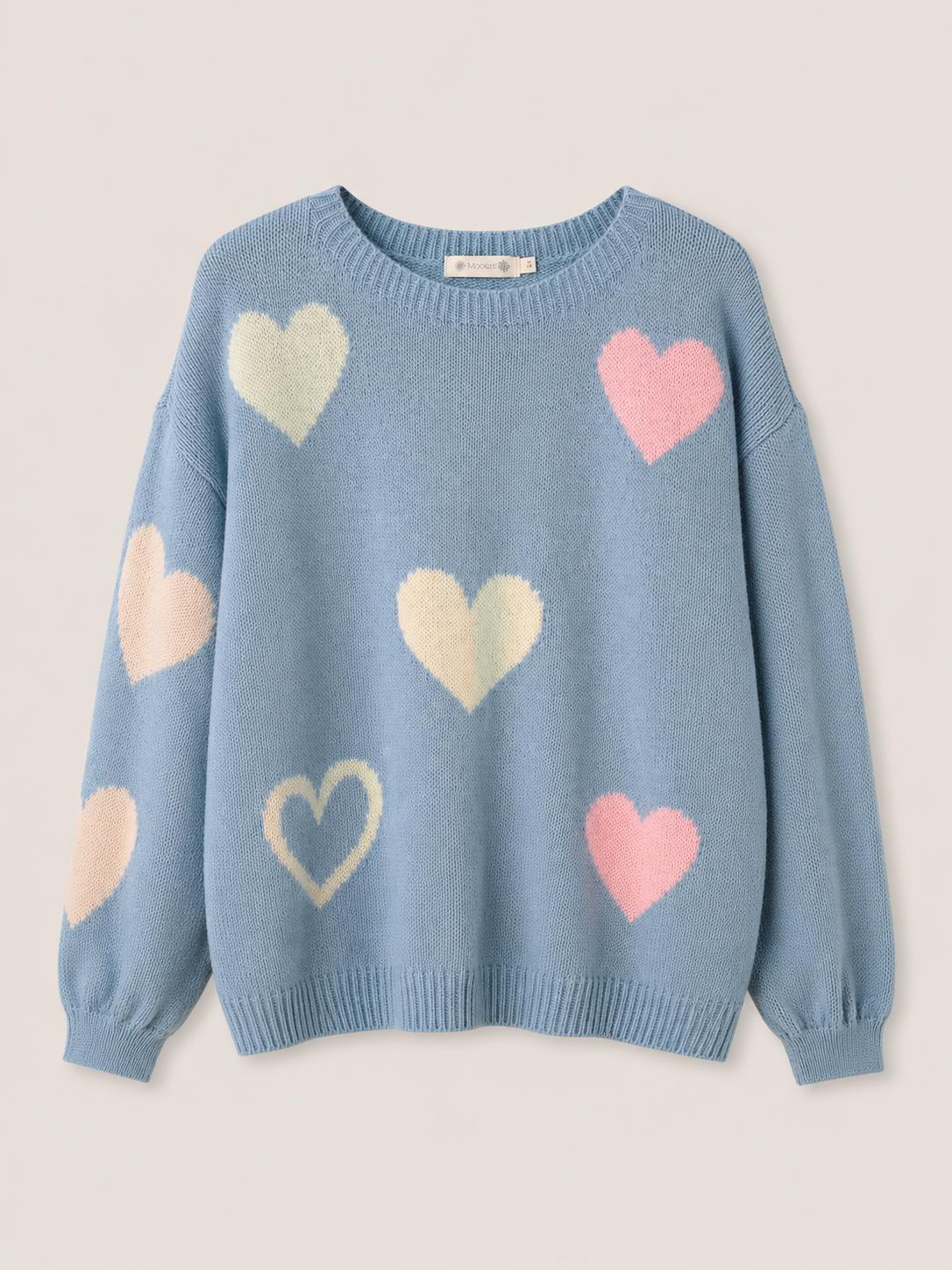 Marc Lauge Heart Knit Soft Blue