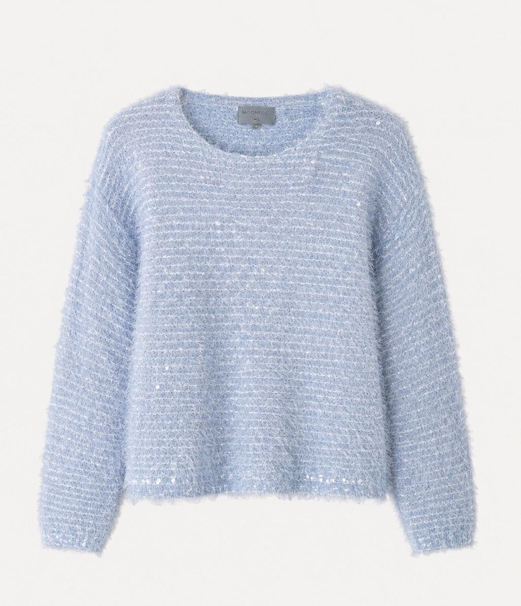MoonDust Plys Pailet Blouse Soft Blue
