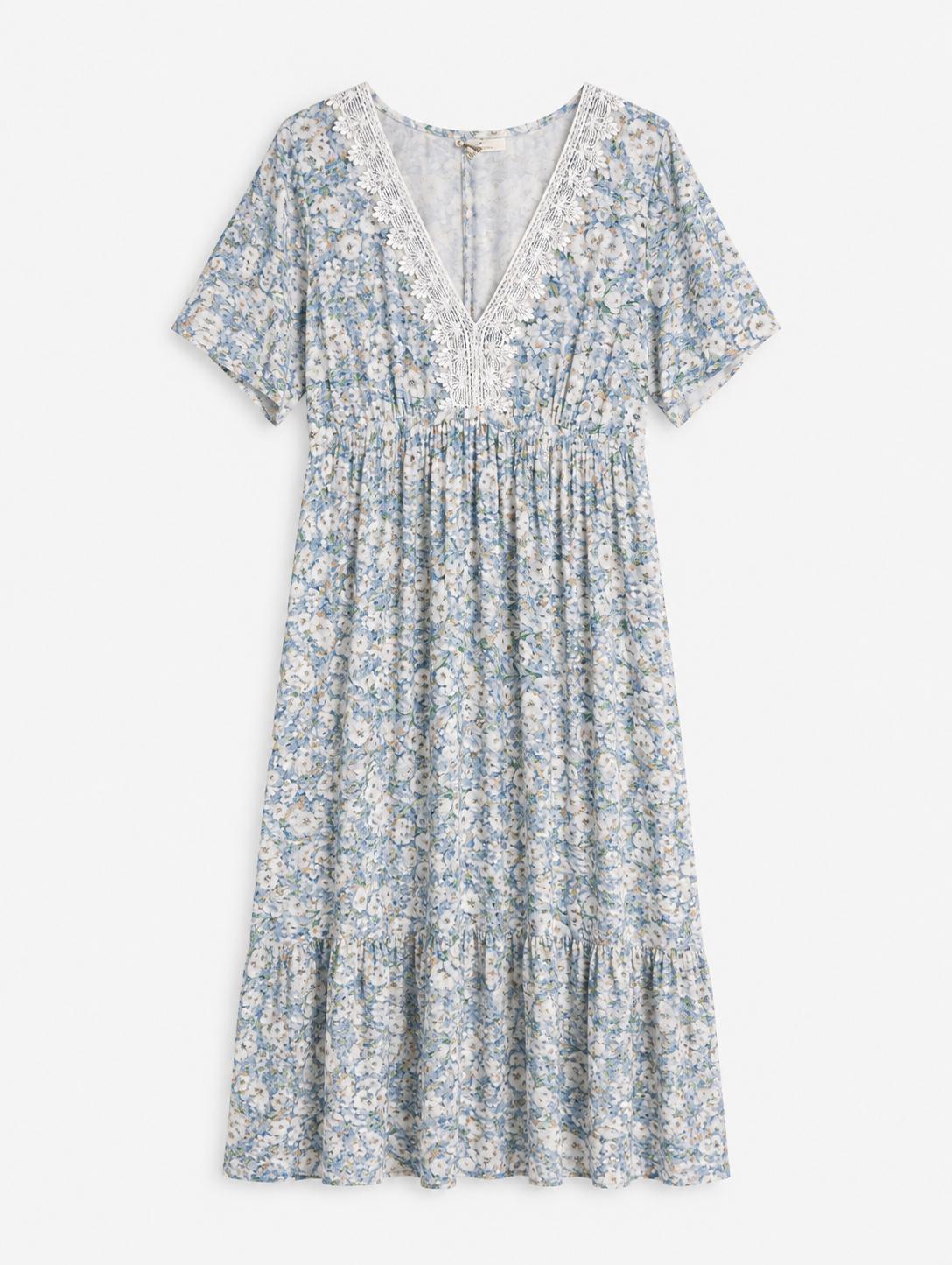 Marc Lauge Rose Lace Dress Soft Blue