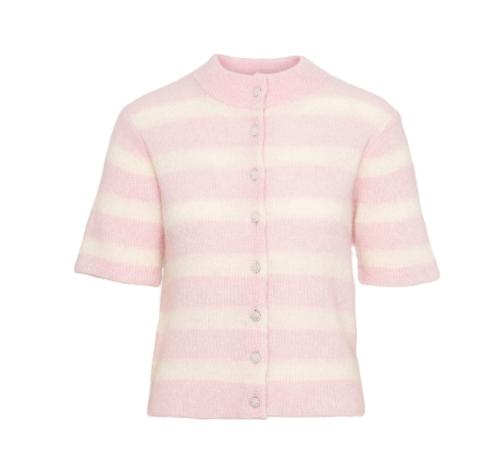 RAH Short Sleeve Cardigan with Buttons Pink